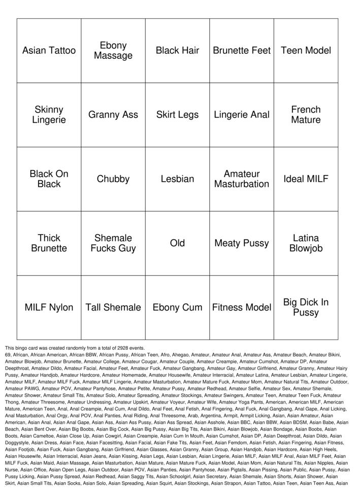 Download Free Porno Bingo Cards