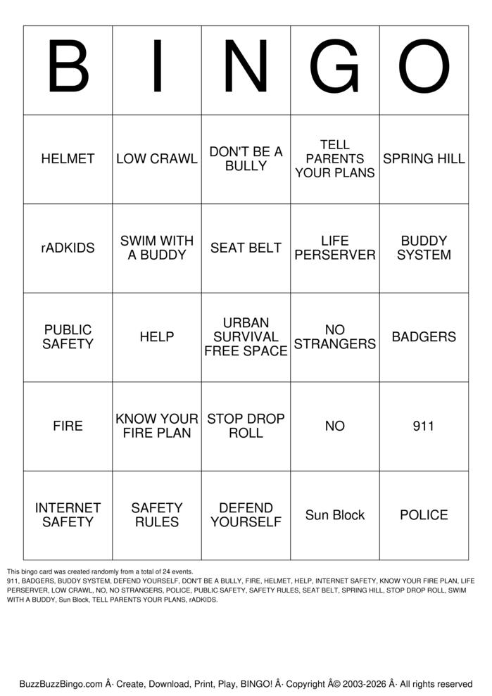 Download Free Safety Bingo Bingo Cards