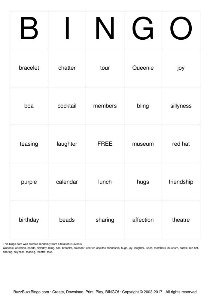 Download Free BLING Bingo Cards Download Free BLING Bingo Cards