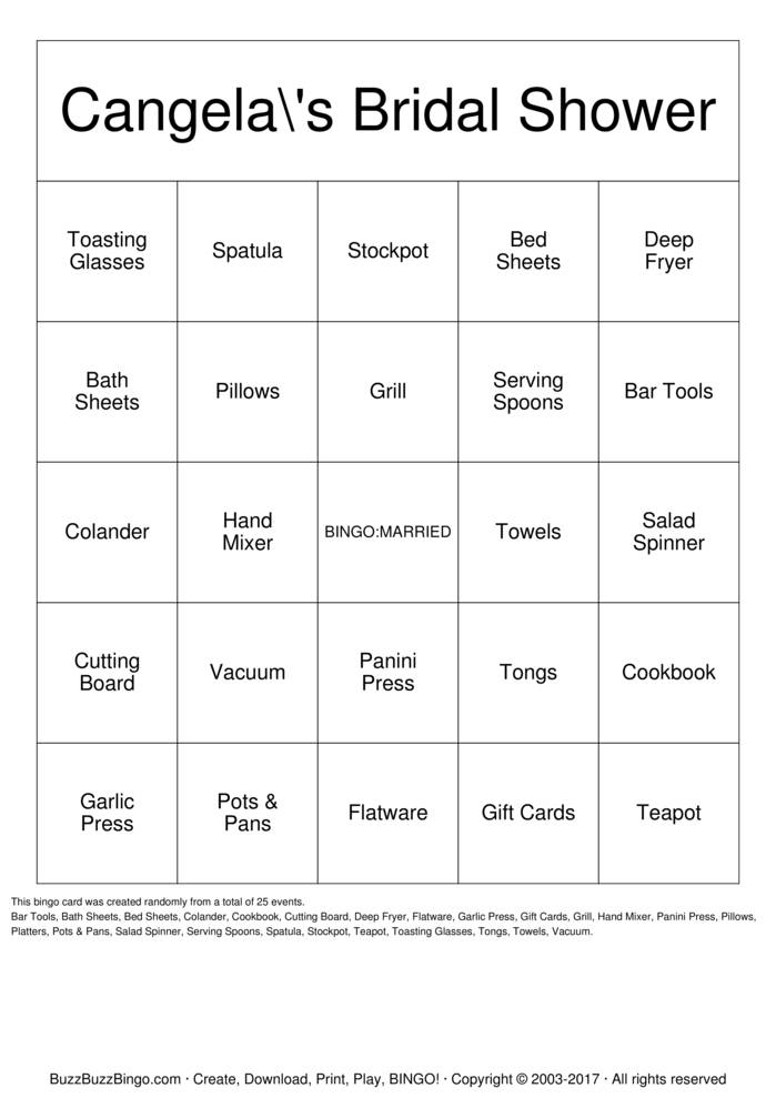 Bridal Shower Bingo Cards to Download, Print and Customize!