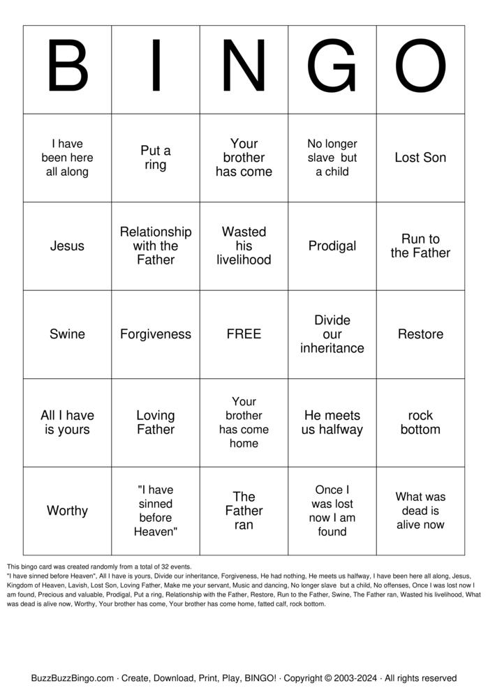 CHRISTIAN Bingo Cards to Download, Print and Customize!