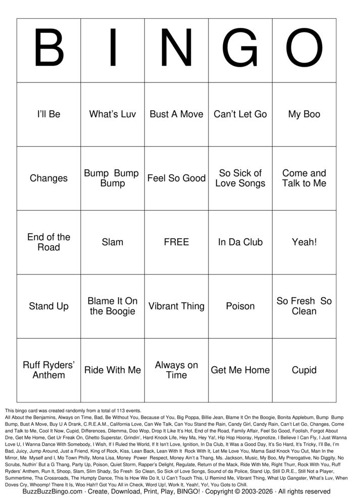 Download Free Custom Bingo Cards