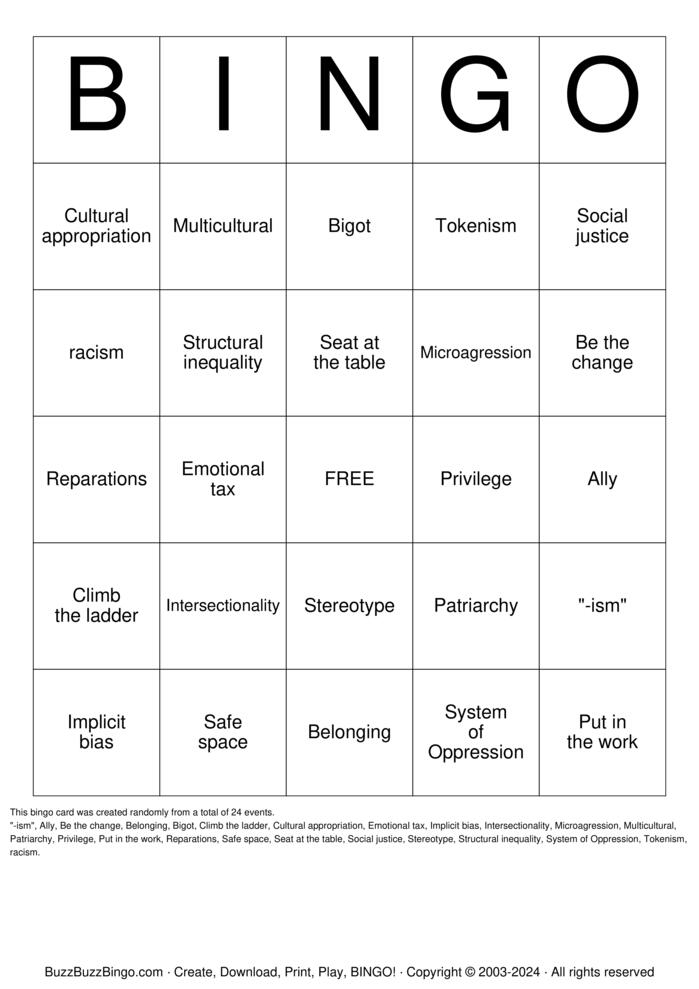 DEI Buzzword Bingo Bingo Cards to Download, Print and Customize!