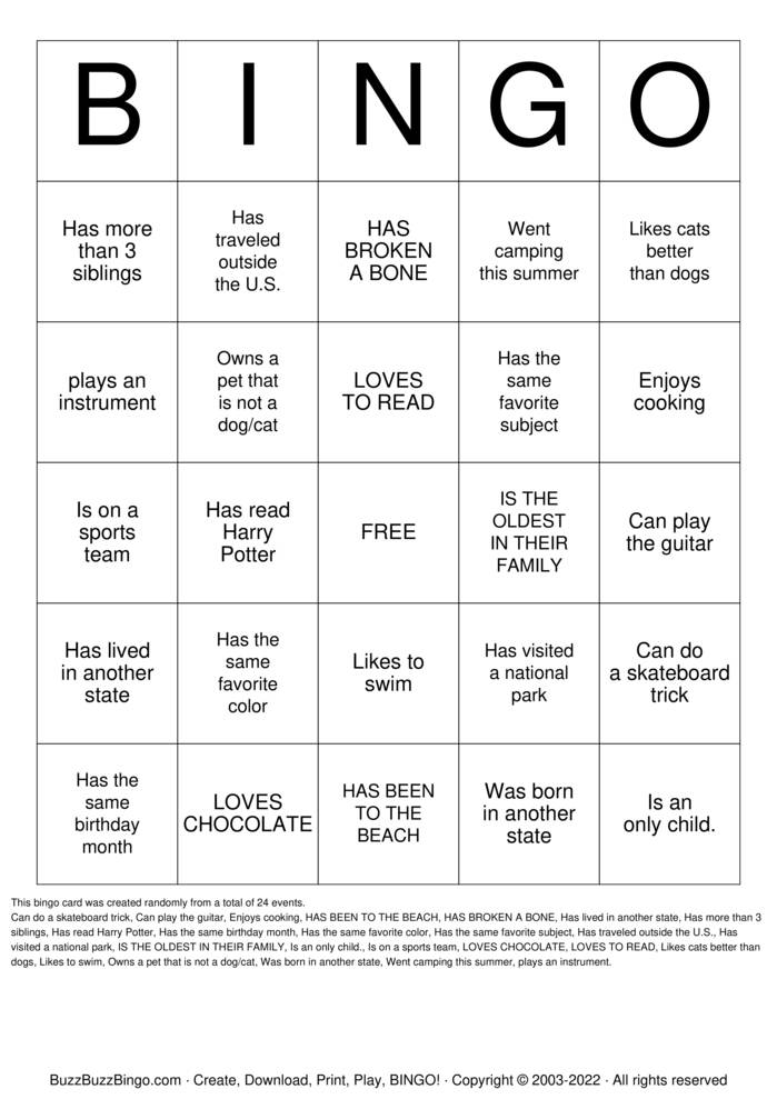ICEBREAKER BINGO Bingo Cards to Download, Print and Customize!