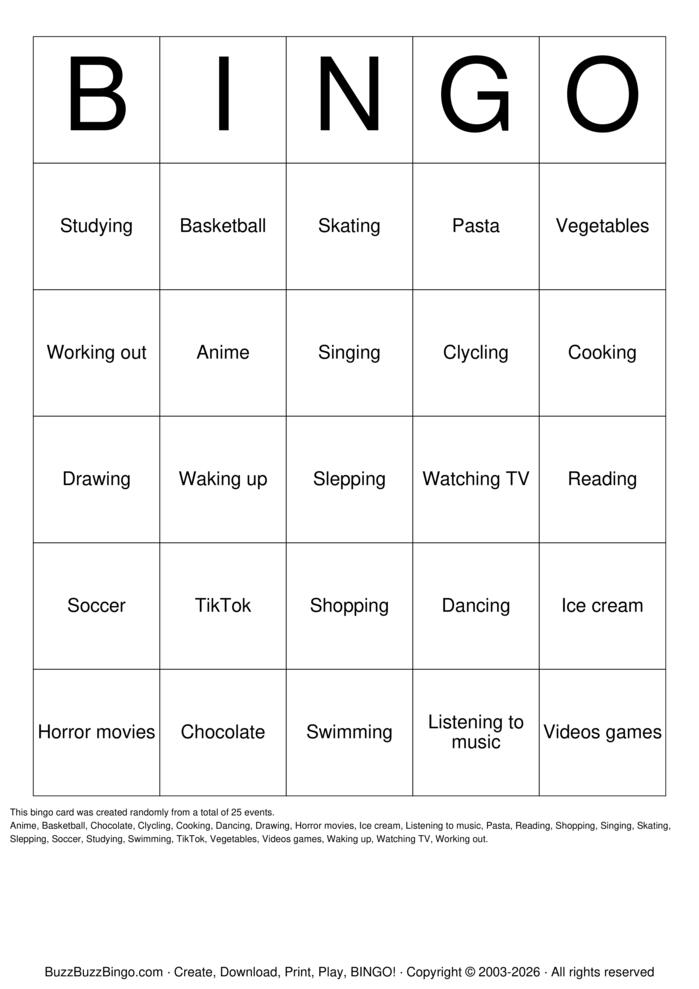 Download Free Likes / Dislikes Bingo Cards