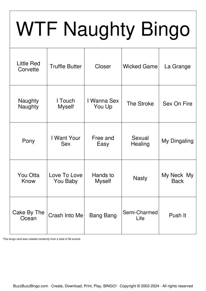 Download Free Naughty Bingo Bingo Cards