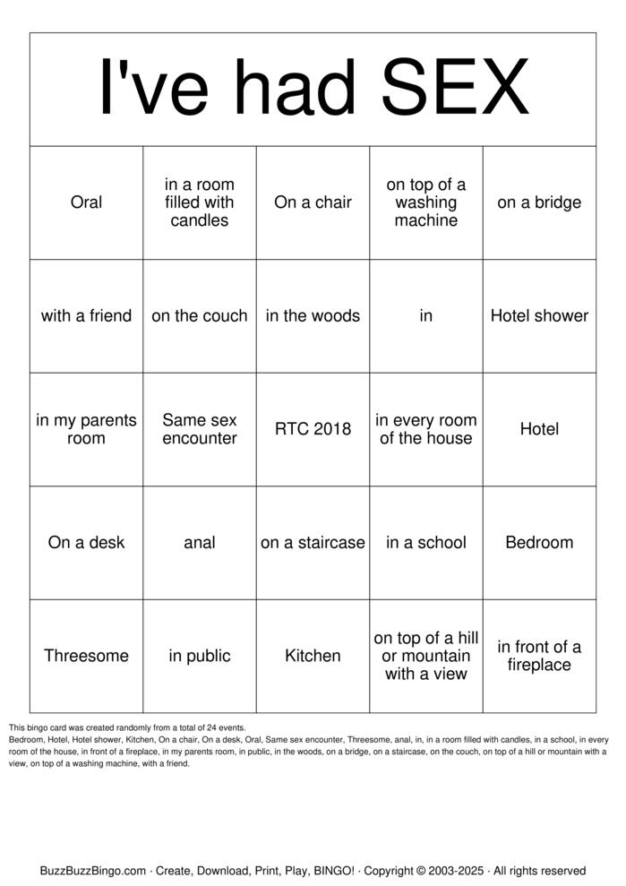 Download Free SEXY BINGO Bingo Cards