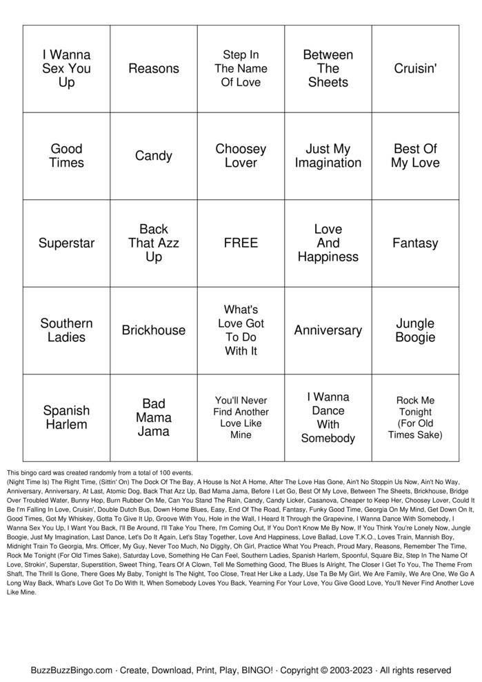 Download Free SINGO Bingo Cards