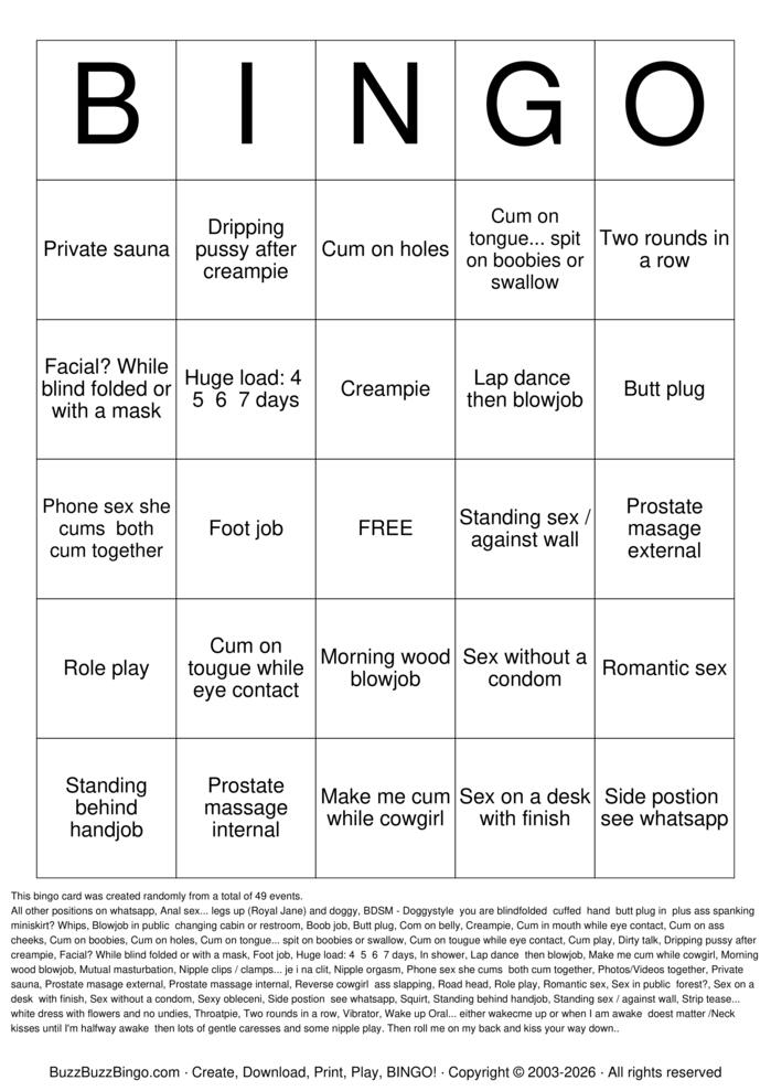 Download Free Sex Act Bingo Bingo Cards Download Free Sex Act Bingo Bingo Cards
