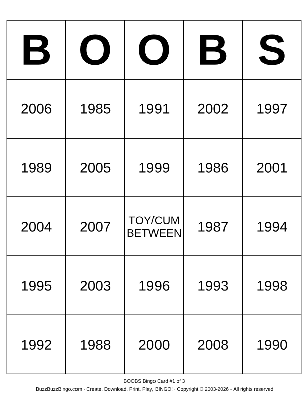 Download Free BOOBS Bingo Cards Download Free BOOBS Bingo Cards