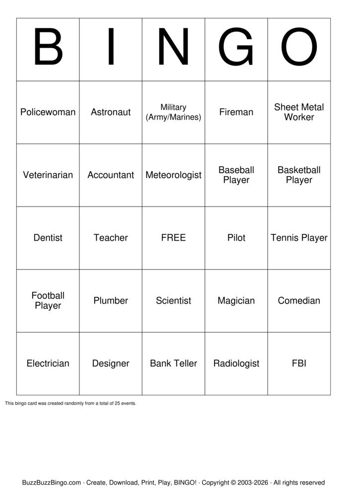 Download Free Bank Teller Bingo Cards