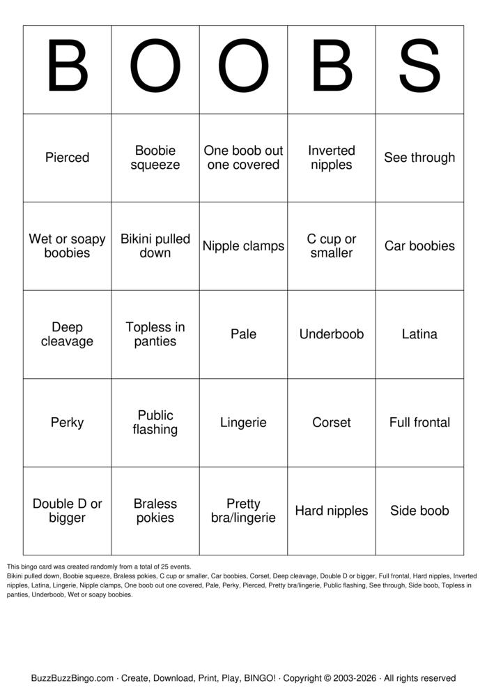 Download Free Boobs Bingo Cards Download Free Boobs Bingo Cards