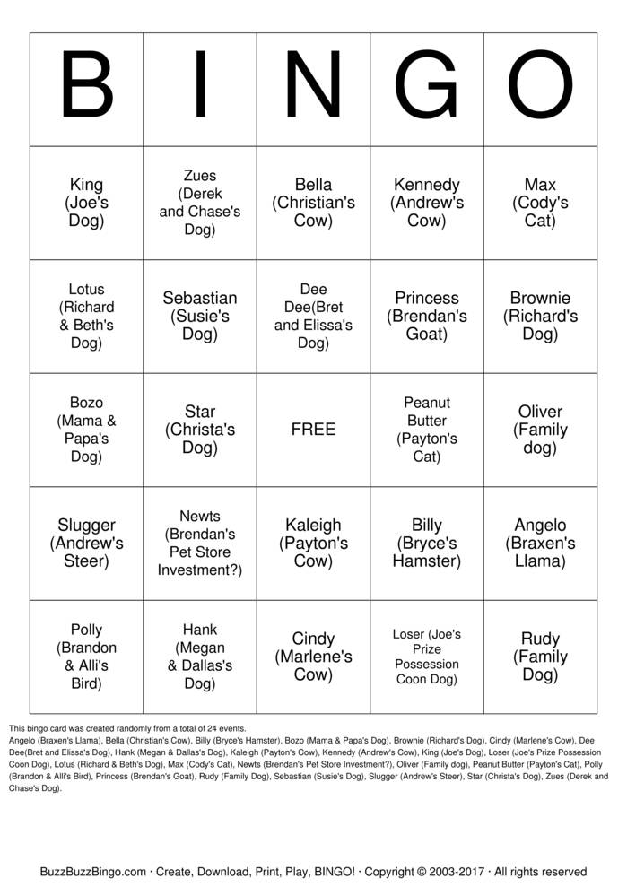 Download Free Custom Bingo Cards