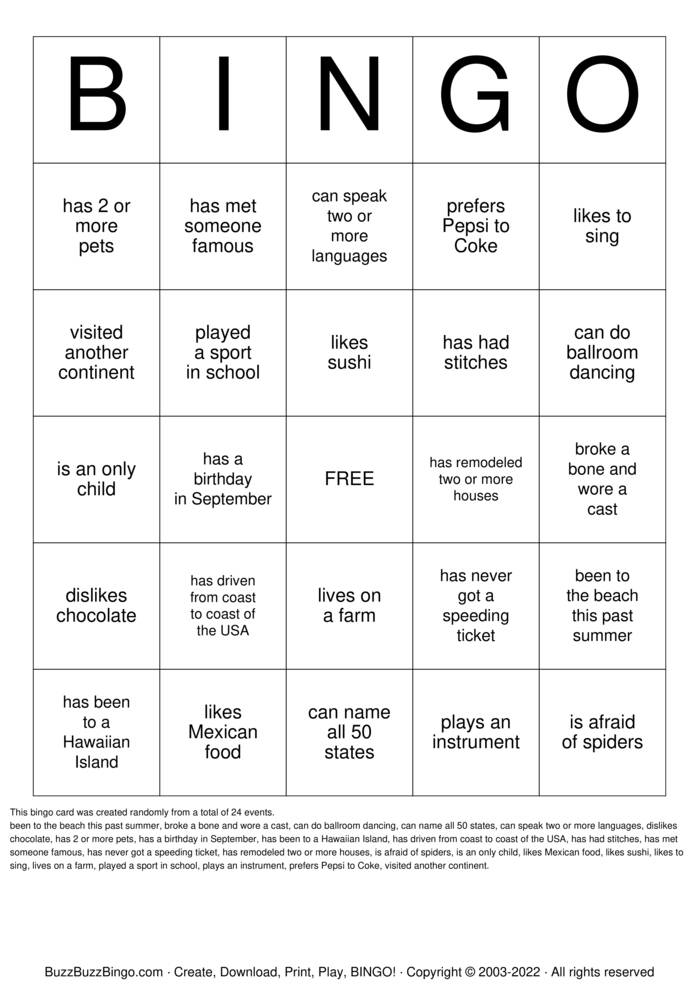 Find Someone Who... Bingo Cards to Download, Print and Customize!