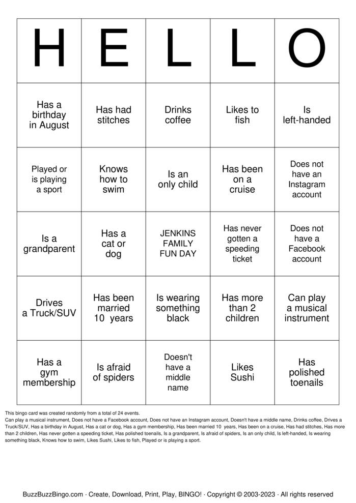 Getting to Know You! Bingo Cards to Download, Print and Customize!