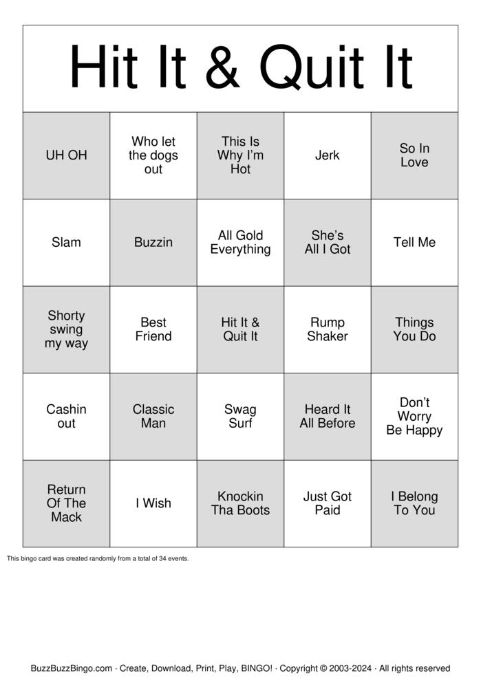 Download Free Hit It & Quit It Bingo Cards Download Free Hit It & Quit It Bingo Cards