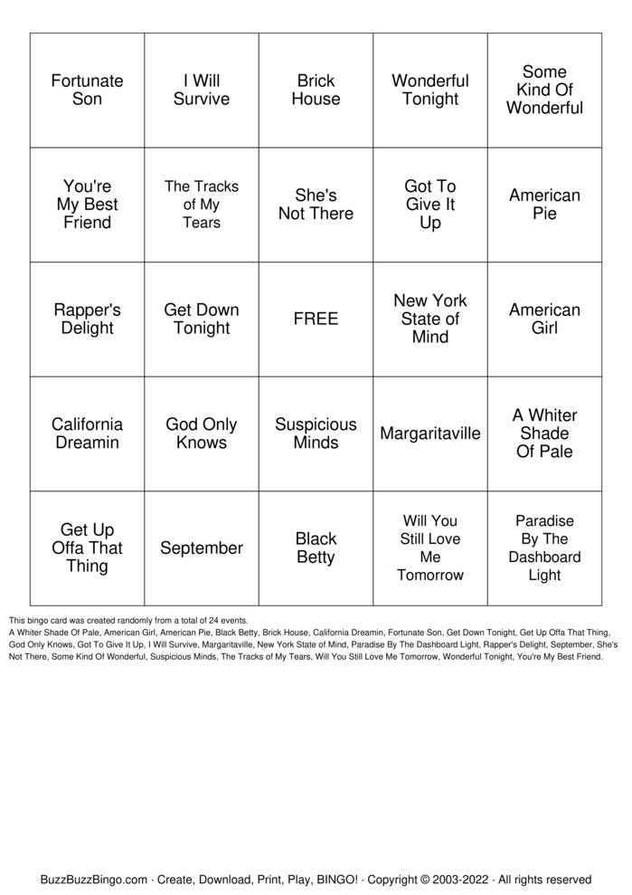 Download Free SINGO Bingo Cards