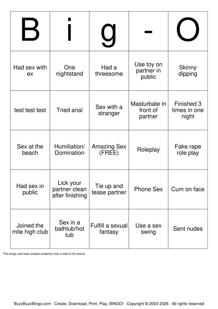 Download Free Sex Bingo Bingo Cards