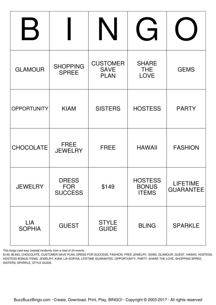 Download Free BLING Bingo Cards Download Free BLING Bingo Cards
