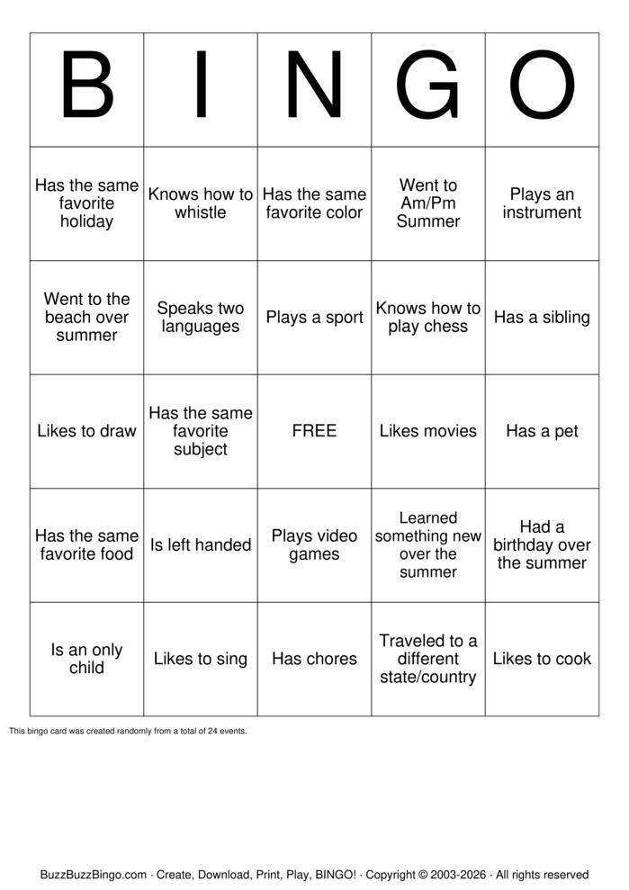 Download Free Back to School Bingo Cards Download Free Back to School Bingo Cards
