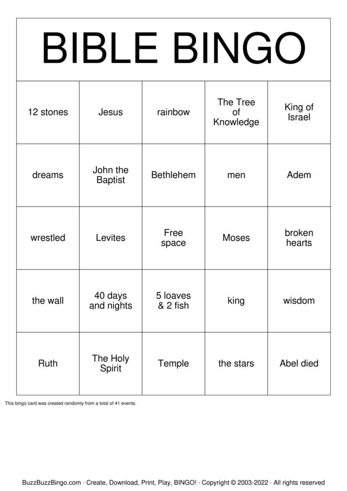 Bible Bingo Cards to Download, Print and Customize!