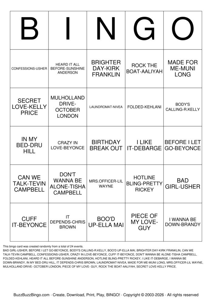 Download Free Custom Bingo Cards