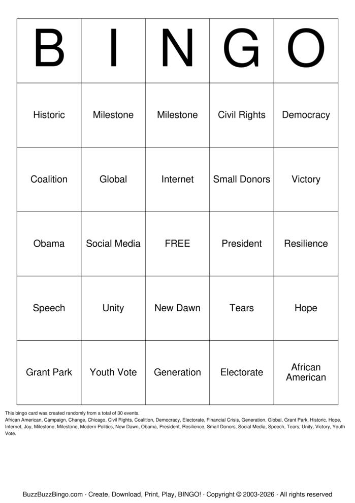 Download Free OBAMA Bingo Cards