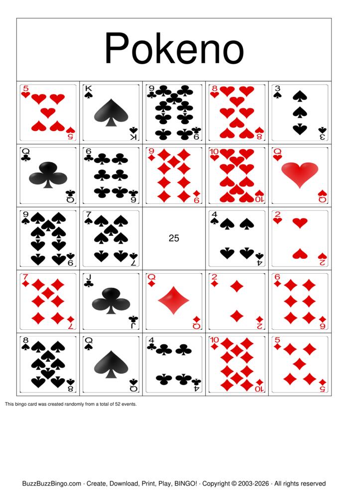 Download Free Pokeno Bingo Cards