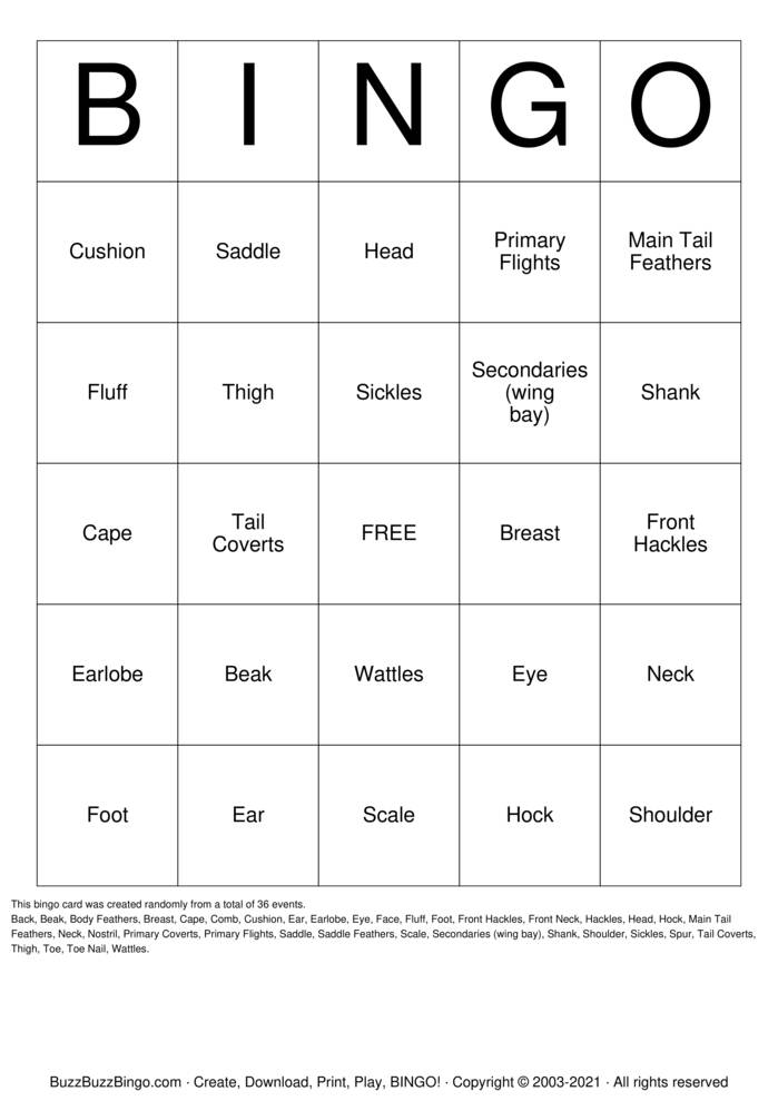 Download Free Poultry Bingo Cards Download Free Poultry Bingo Cards