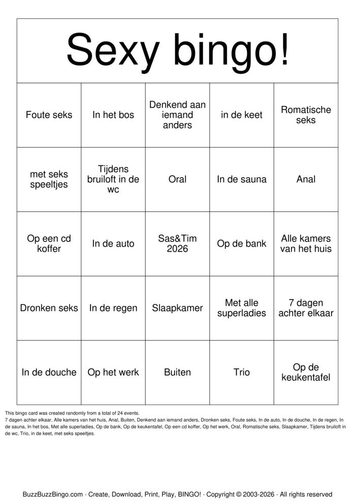 Download Free SEXY BINGO Bingo Cards