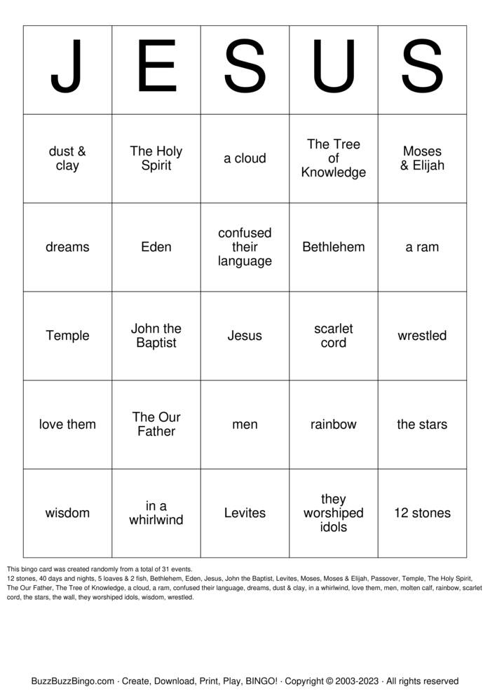 Download Free Stuff-N-Such Bible Bingo Bingo Cards