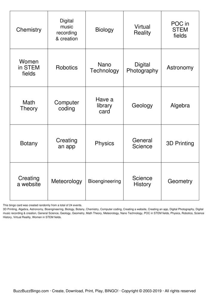 robotics Bingo Cards to Download, Print and Customize!