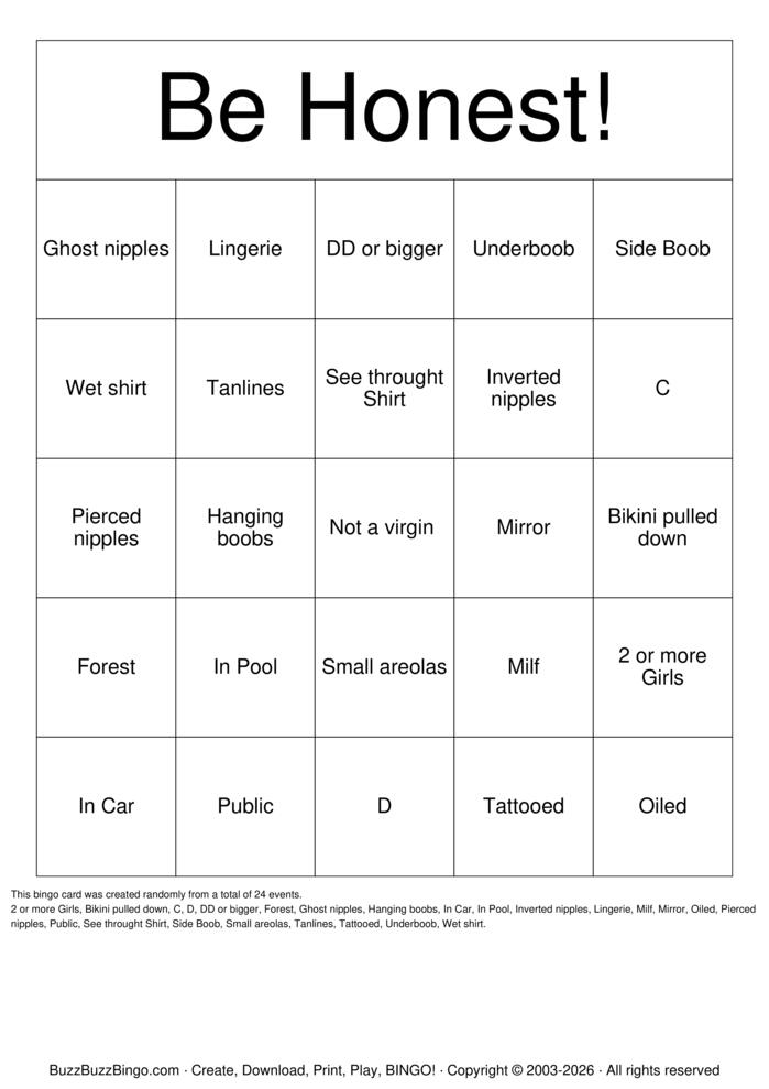 Download Free Boob Bingo 2.0 Bingo Cards
