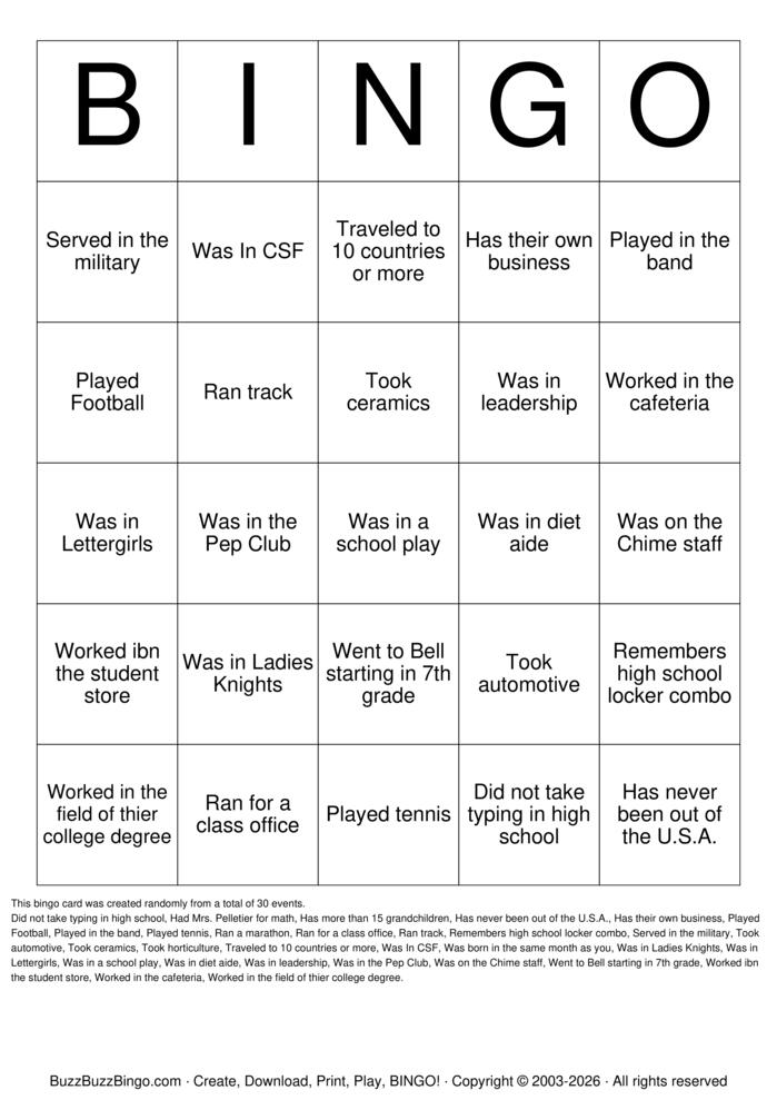 Download Free Classmate Bingo Bingo Cards Download Free Classmate Bingo Bingo Cards