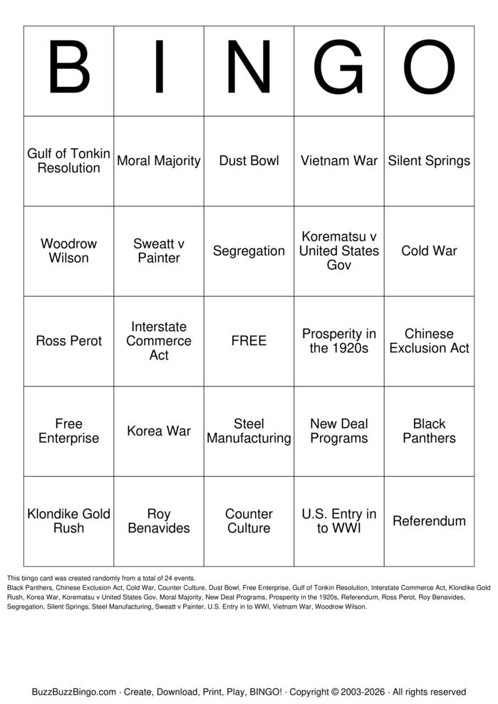 Download Free Custom Bingo Cards
