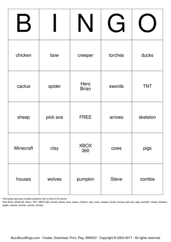 Download Free Custom Bingo Cards Download Free Custom Bingo Cards