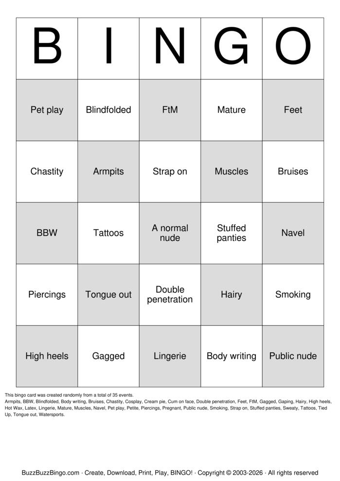 Download Free Fetish Bingo Bingo Cards Download Free Fetish Bingo Bingo Cards