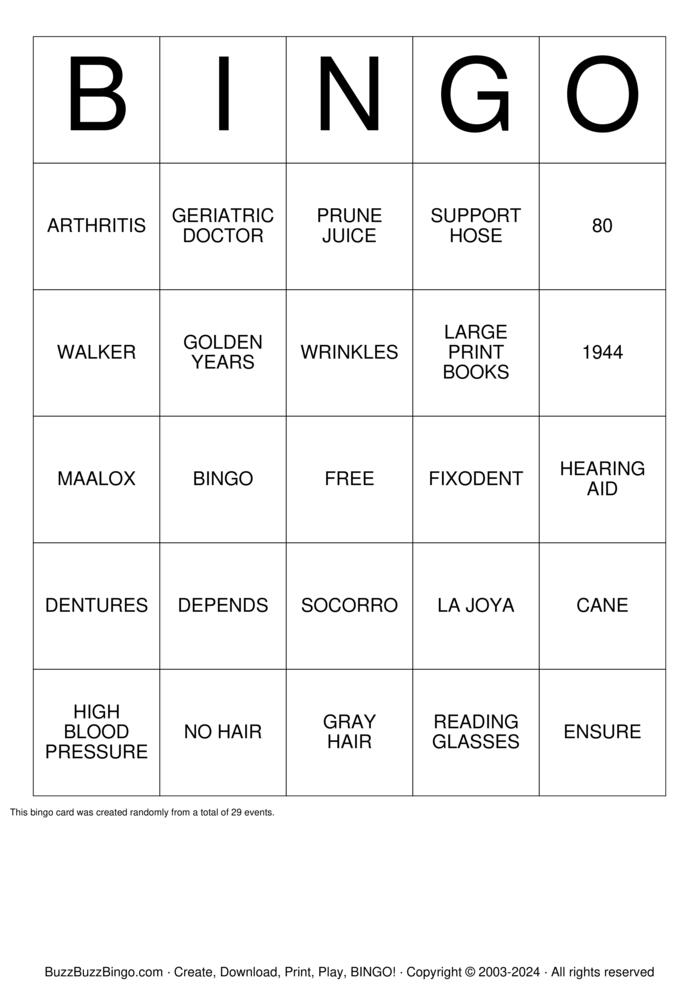 Download Free Happy 80th Birthday!! Bingo Cards