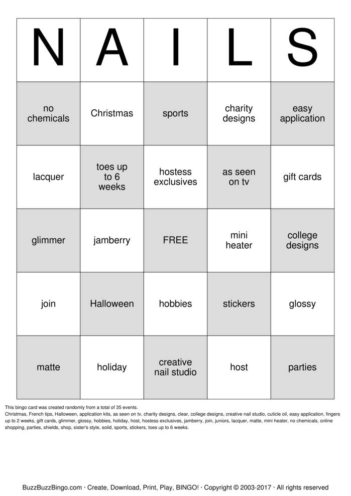 Download Free Jamberry Bingo Cards