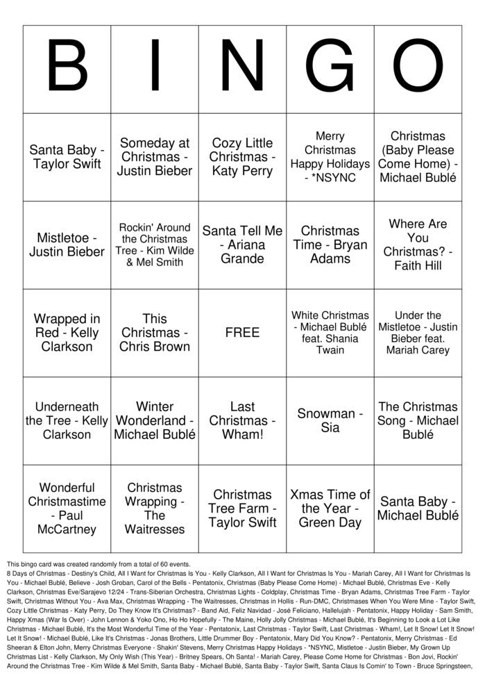 Download Free Modern Christmas Pop Bingo Cards