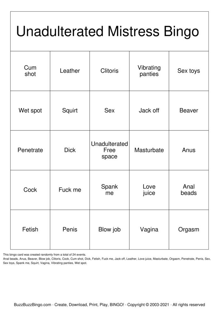 Download Free Sex Toy Bingo Cards