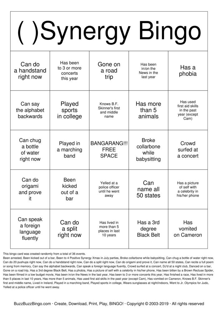 The the autograph of a person who... Bingo Cards to Download, Print and ...