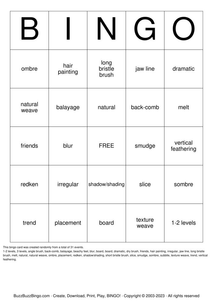 Download Free Custom Bingo Cards