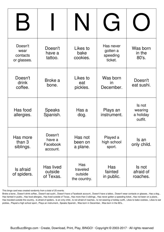 Download Free Custom Bingo Cards Download Free Custom Bingo Cards