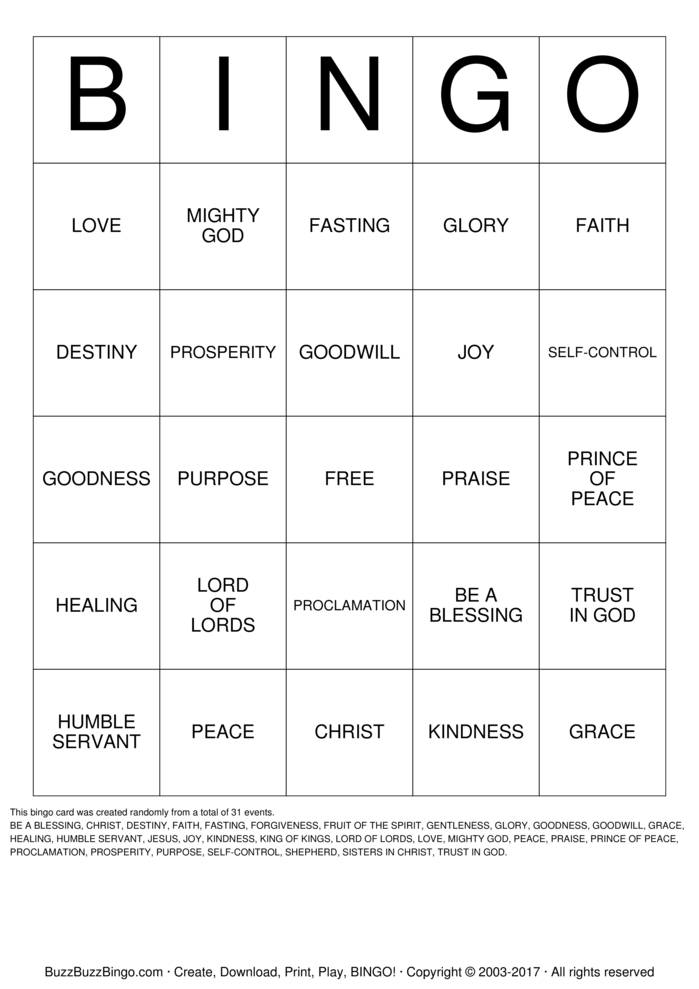 Download Free Fruit of the Spirit Bingo Cards Download Free Fruit of the Spirit Bingo Cards