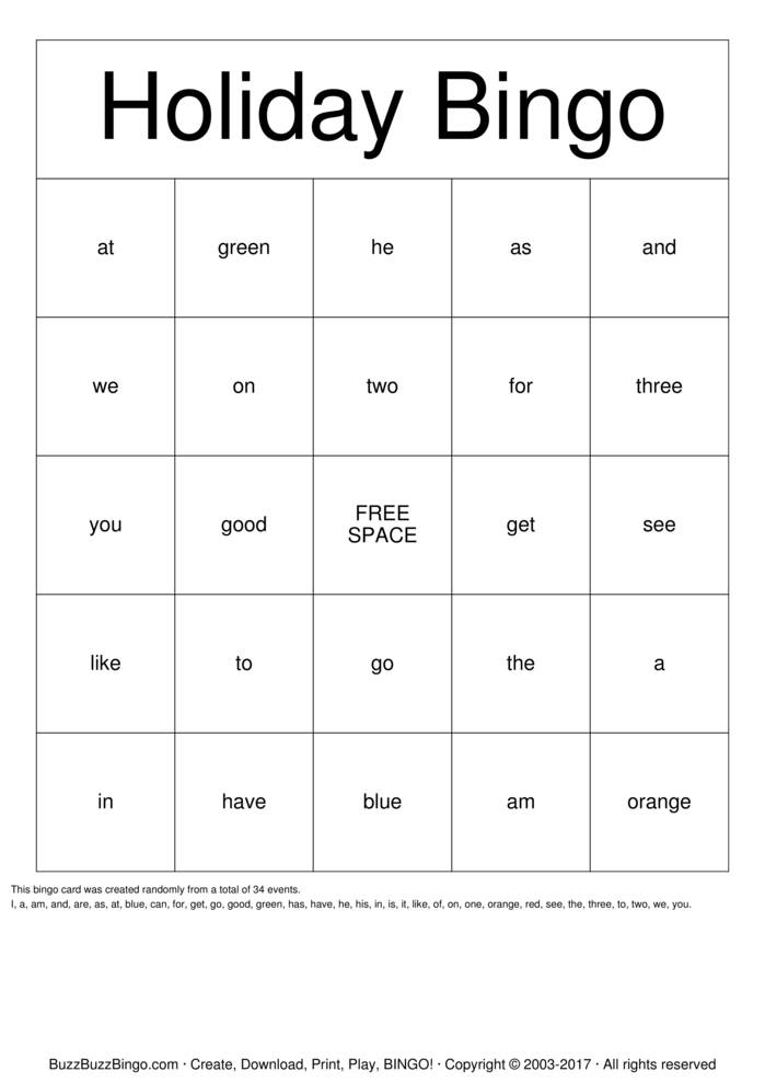 Holiday Bingo Bingo Cards to Download, Print and Customize!