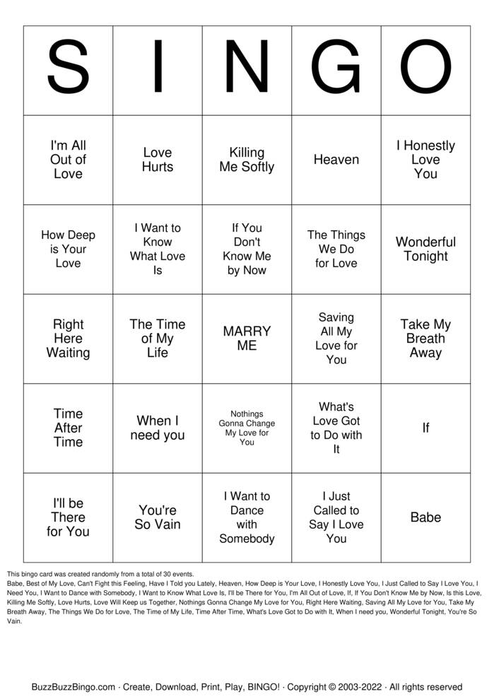 Download Free Johnson Wedding Bingo Cards