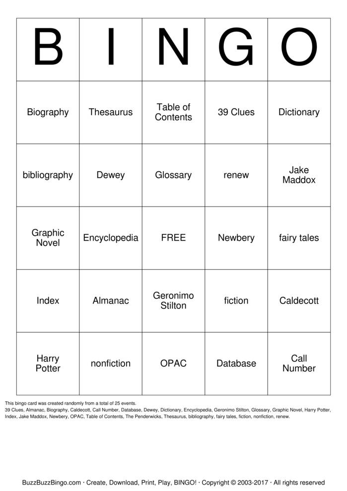 Download Free Library Lingo Bingo Cards Download Free Library Lingo Bingo Cards