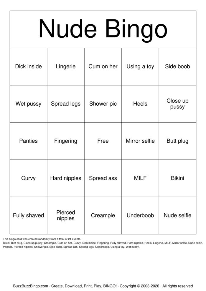 Download Free Nude Bingo Bingo Cards