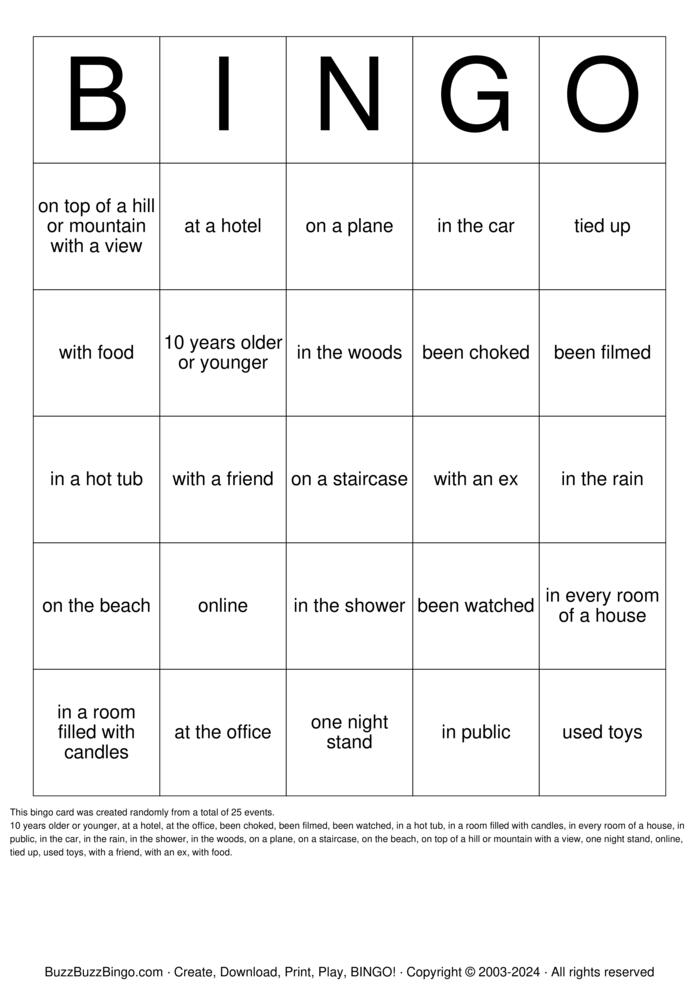 Download Free Sex Bingo Cards Download Free Sex Bingo Cards
